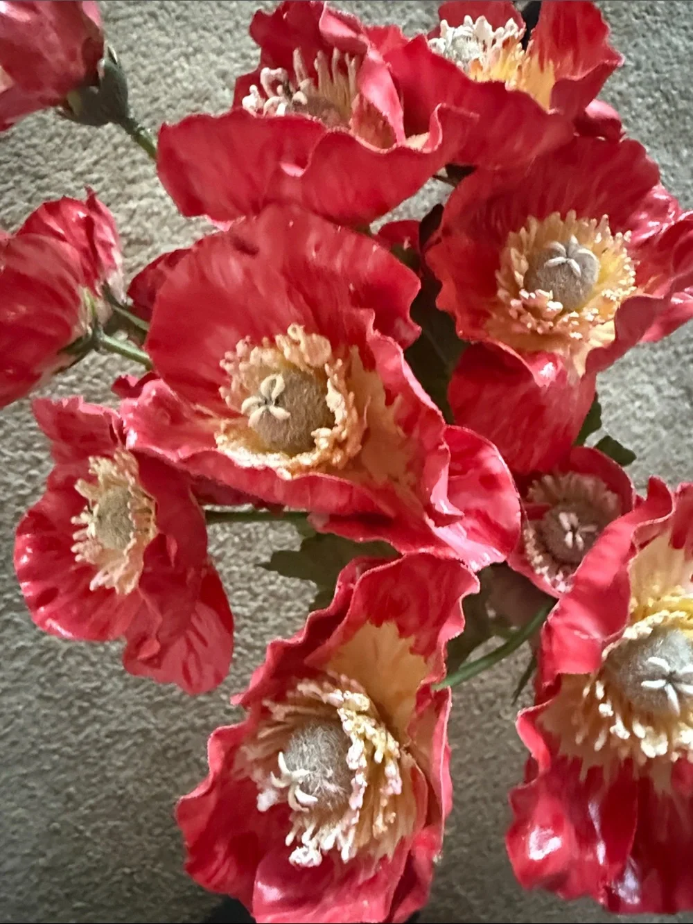 Red Hand Painted Poppy Stem Bouquet!